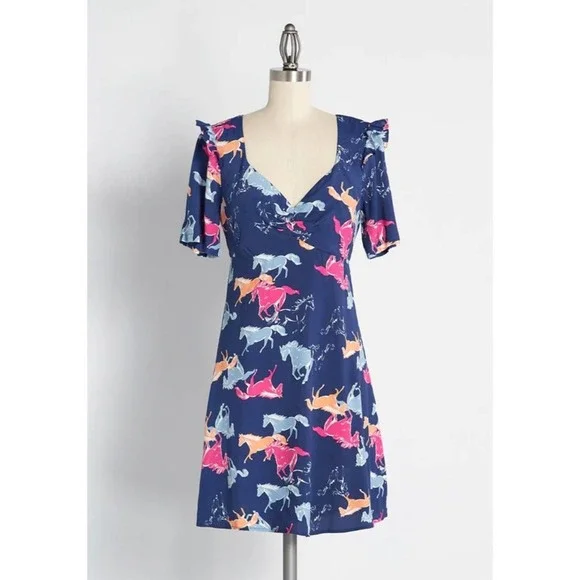 Modcloth | Dresses | Modcloth Blue Horses Neon Stampede Mini Dress | Poshmark Modcloth | Dresses | Modcloth Blue Horses Neon Stampede Mini Dress | Poshmark
